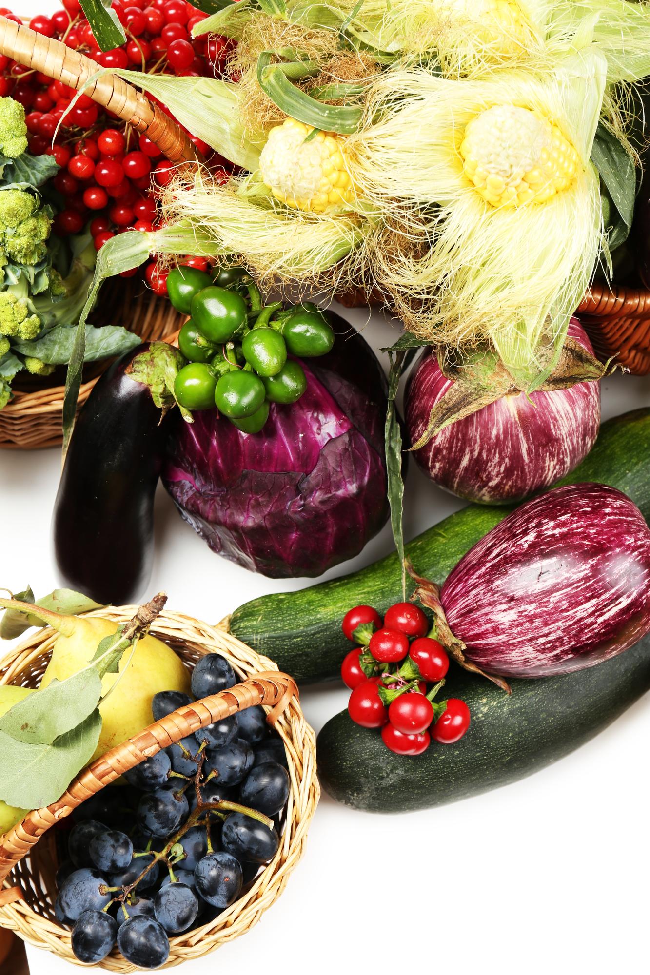 Bright market vegetables laid out